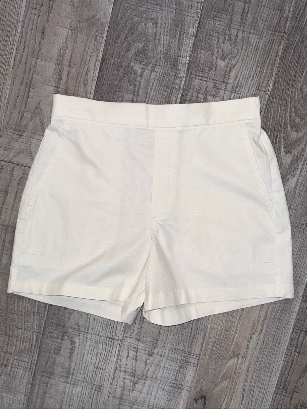 Banana Republic White Linen-Blend Shorts with Elastic Waist